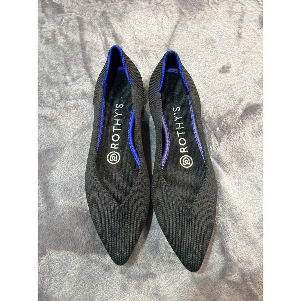 NWOT Rothy's The Point Flats Womens Black Pointed Toe Knit Shoes Size 5